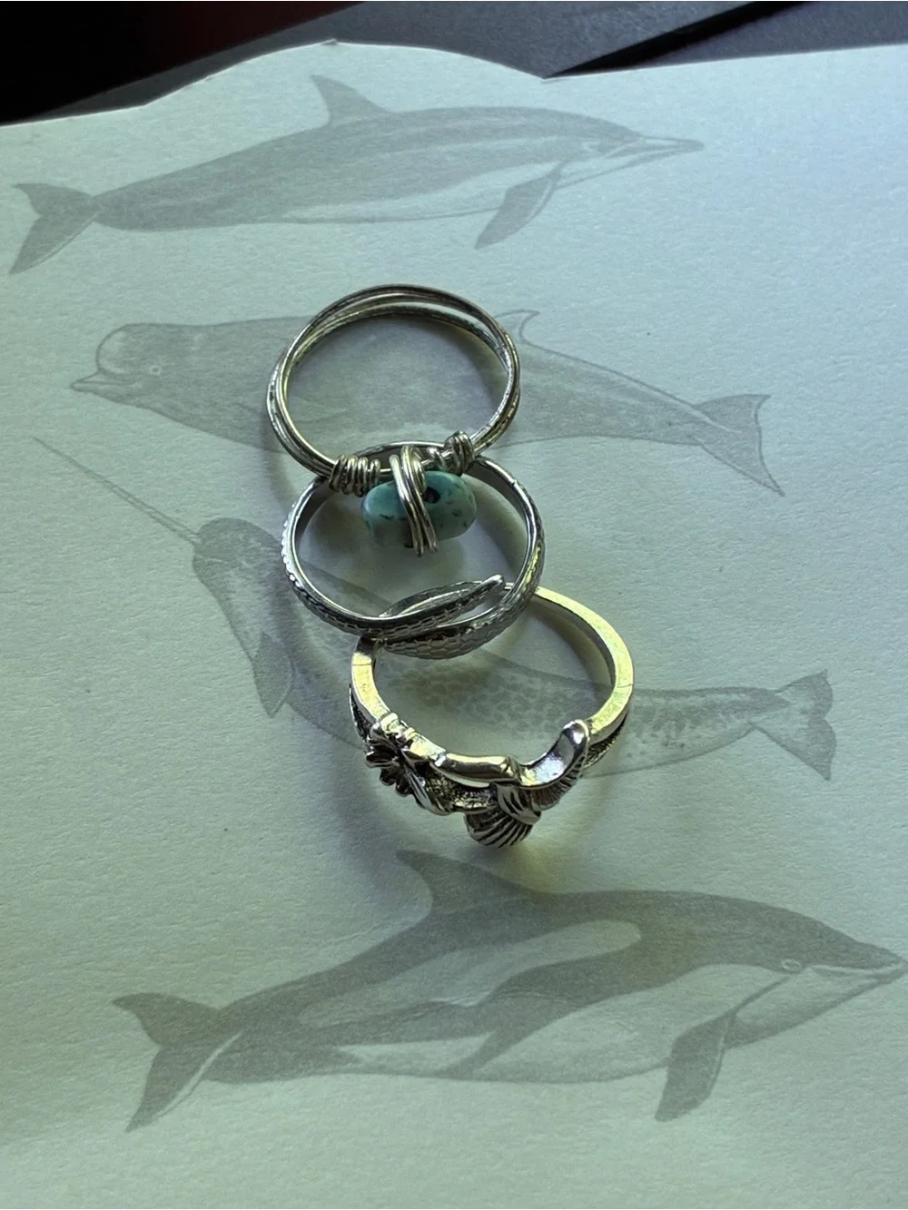 Silver boho ring set, size 7-9